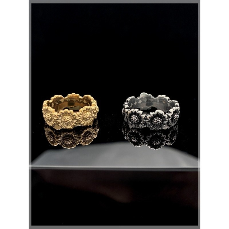 Titanium Steel Ring - Bague de couple rétro tournesol, bague