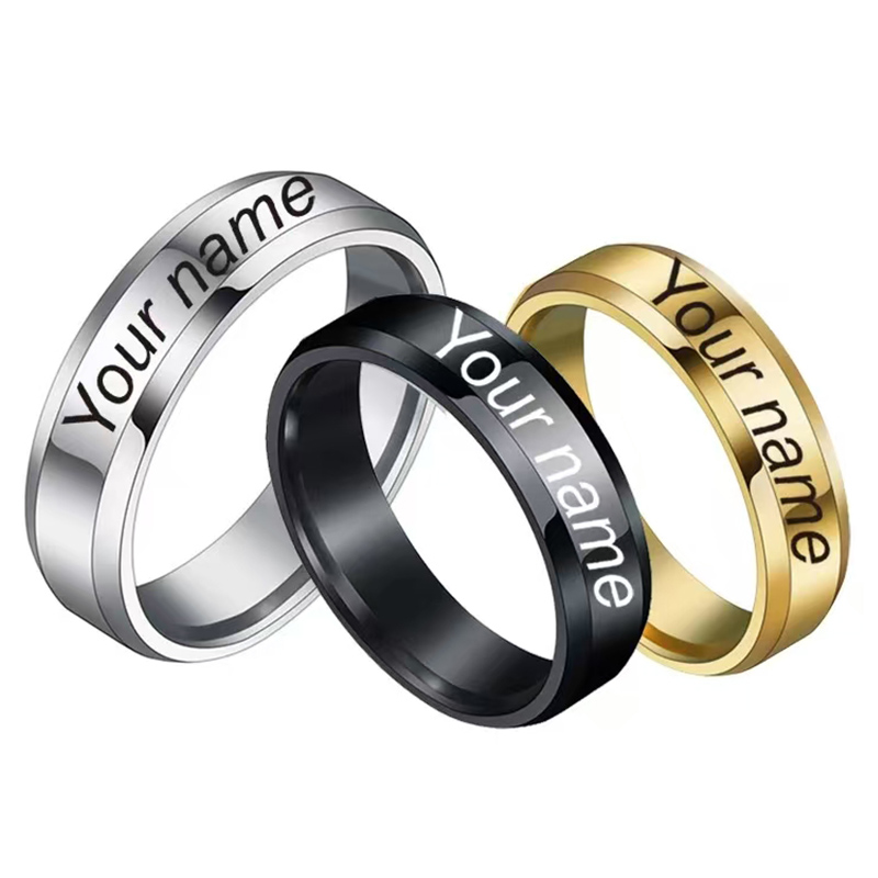 Titanium Steel Ring - Bagues Personnalisées Gravées avec Votre Nom,