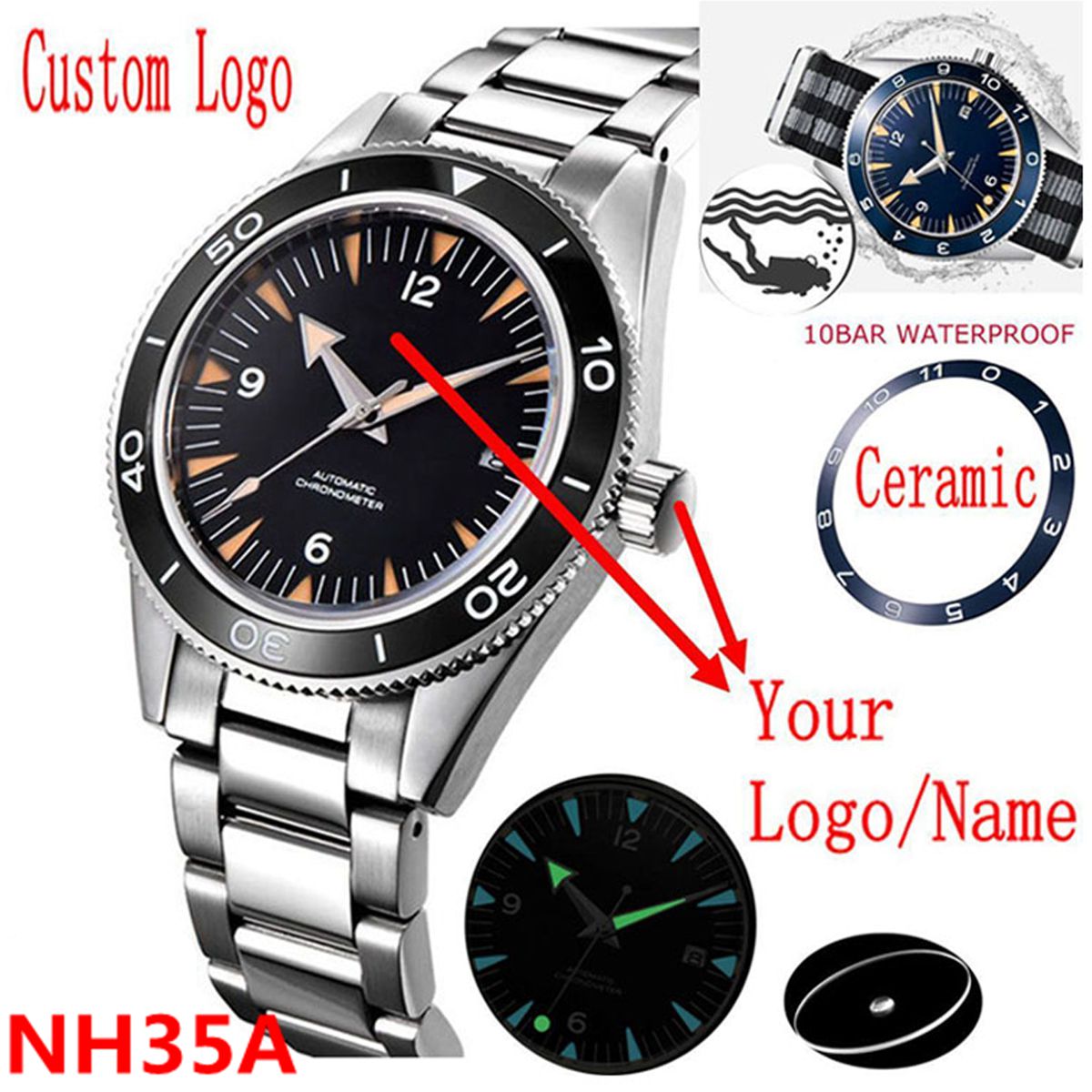 Logo personnalisé NH35 mouveme - Mens Mechanical Watch avis et prix