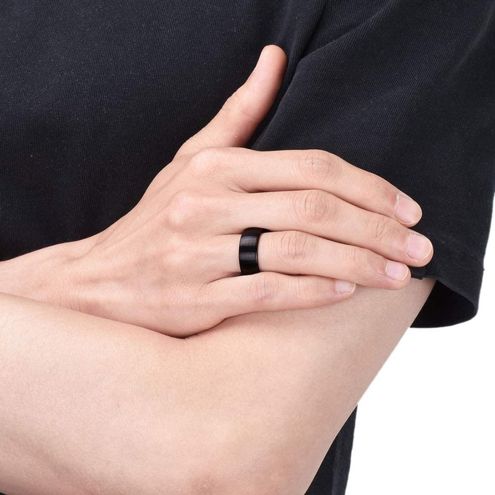 Bague classique en titane noir - Titanium Steel Ring avis et prix