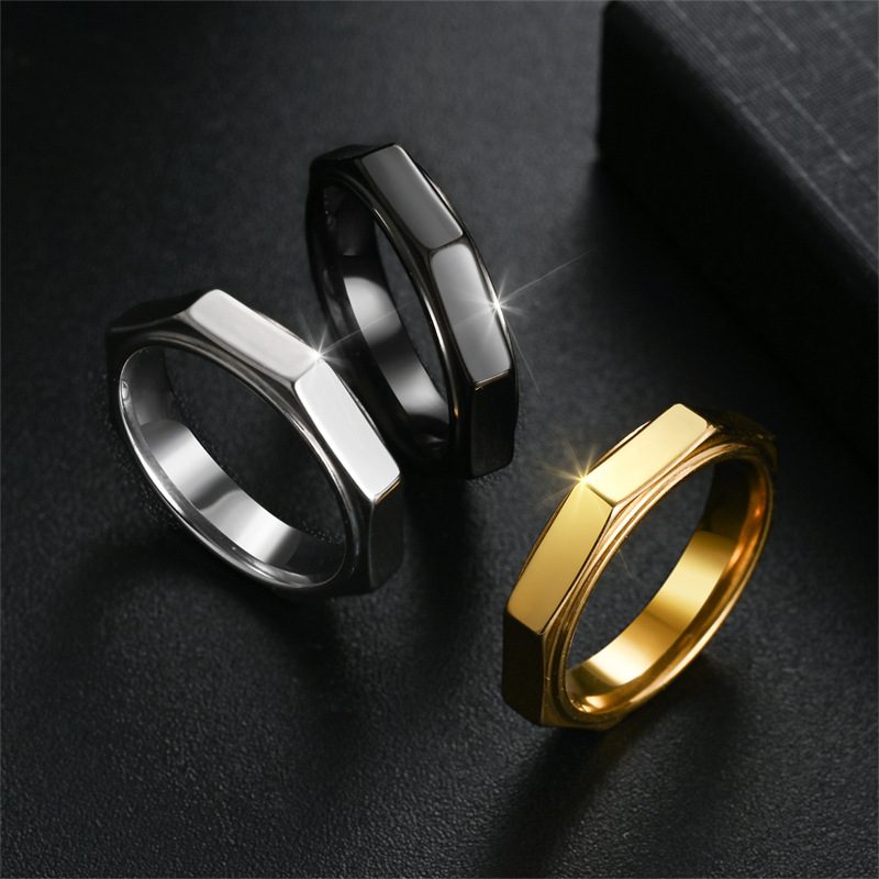 Anneau hexagonal en titane et  - Titanium Steel Ring avis et prix